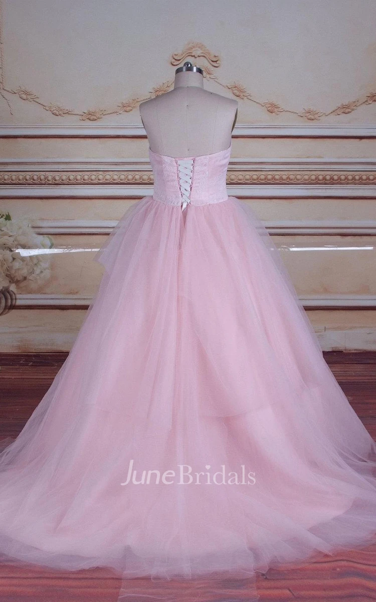 Ball Gown Tulle Lace Satin Weddig Dress