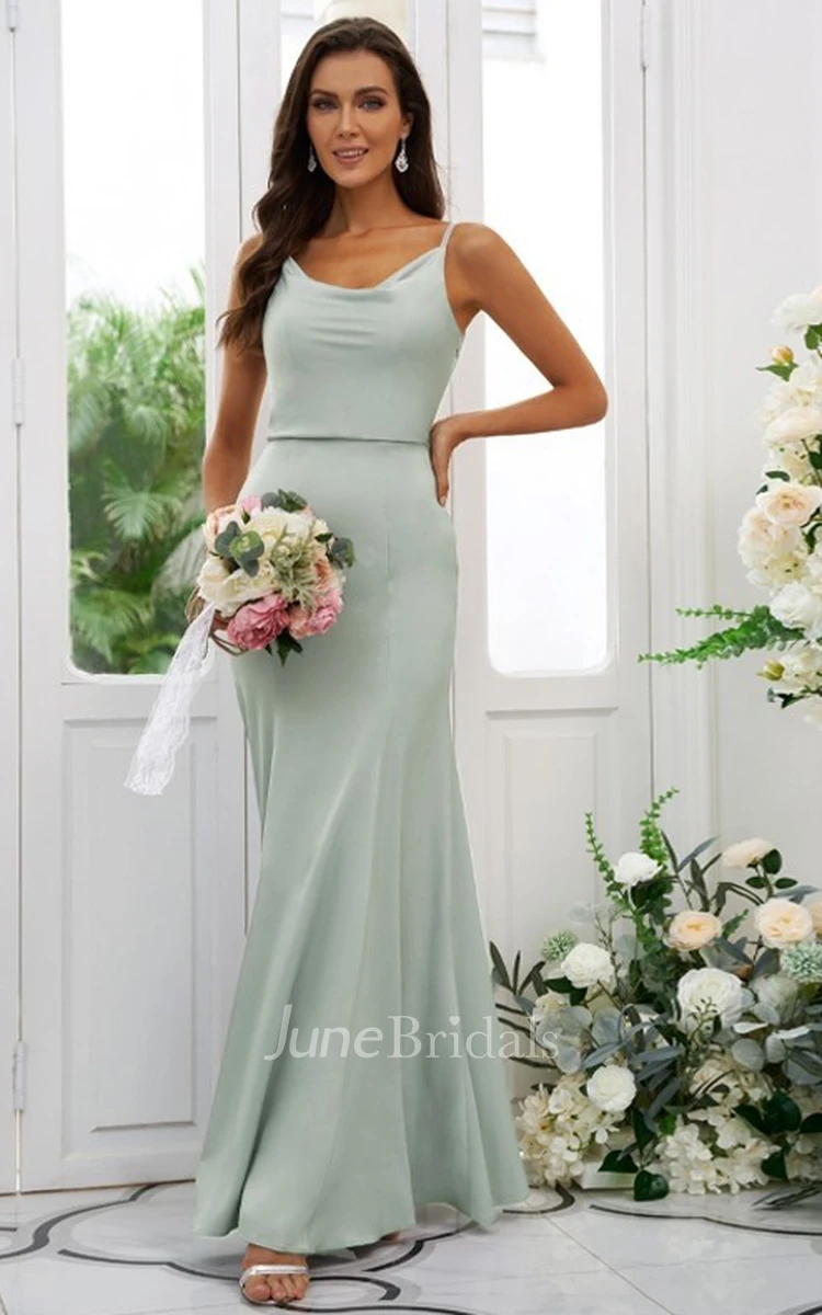 Spaghetti Mermaid Spandex Sleeveless Bridesmaid Dress 2023 Floor-length Simple Casual Modest Bohemian Elegant