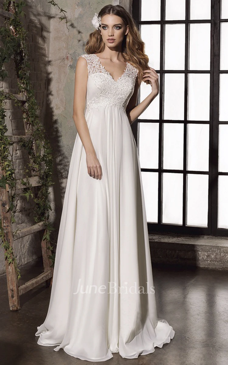 Allover Beaded Lace Sheath Wedding Gown with Empire Waist Galina S8551 sale Size 14.