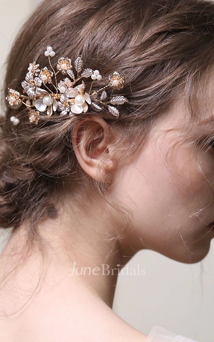 Elegant Vintage Floral Hair Combs with Pearls 