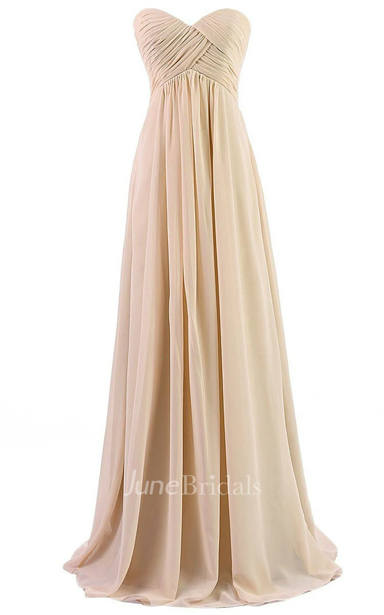 Sweetheart Empire Long Pleated Chiffon Gown