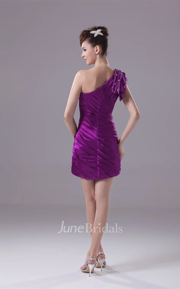 One-Shoulder Criss-Cross Fitted Dress with Crystal Detailing