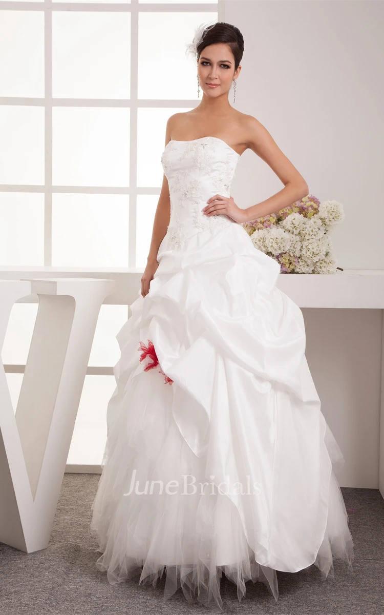 Strapless Pick-Up A-Line Tulle Gown with Beading and Corset Back