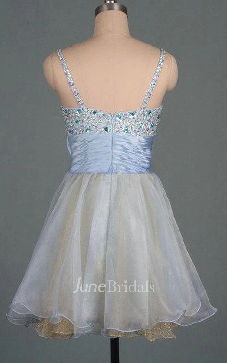 Short Tulle&Satin Dress With Bow