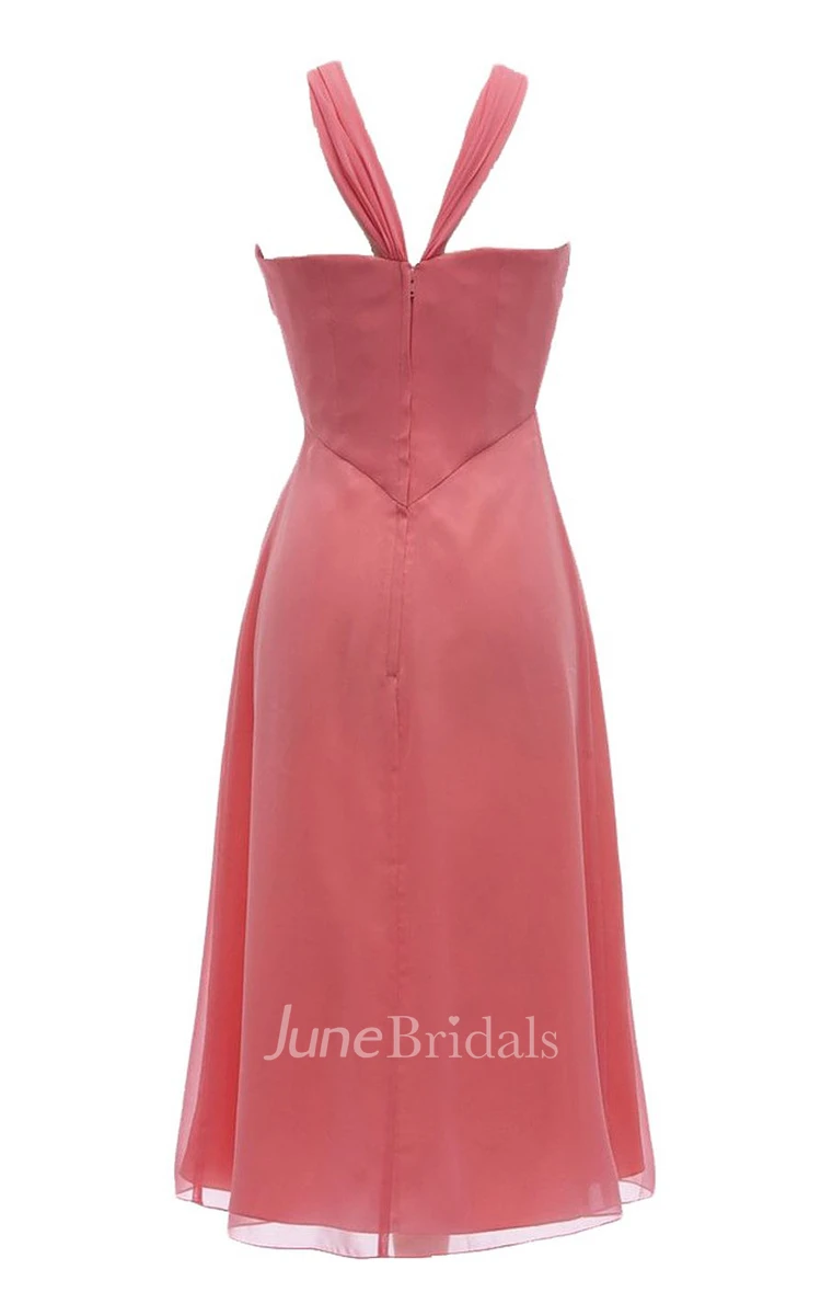 Chic Halter Ruched Chiffon Empire Gown