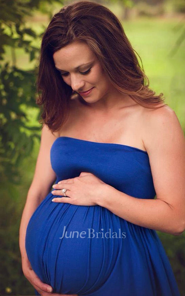 Maternity Gown Jersey Knit Royal Blue Dress