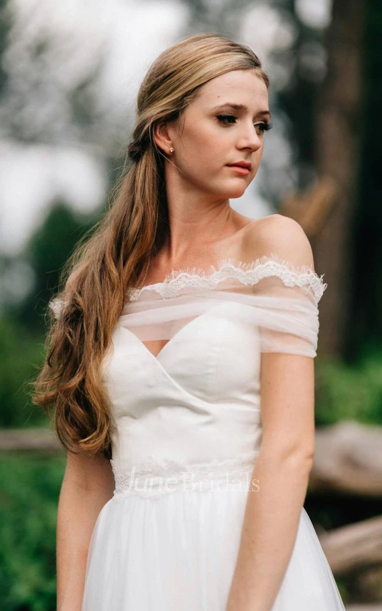 Sweetheart A-Line Tulle Wedding Dress and Handmade Pearl Crystal Flower Leaves Vines Edge Folder