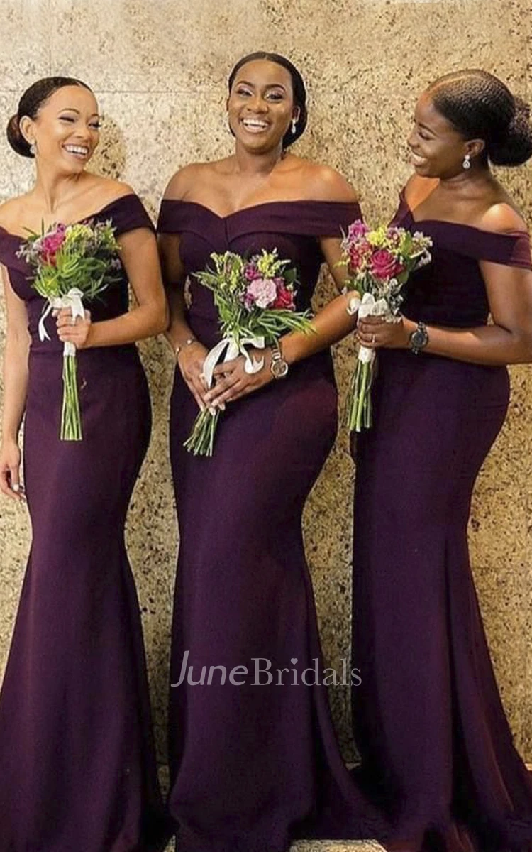 Jersey Sexy Elegant Off-the-shoulder Mermaid Bridesmaid Dress With Ruching