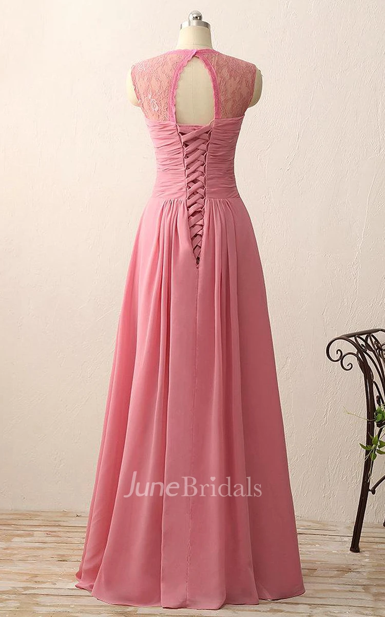 A-line Floor-length Sweetheart Chiffon Lace Dress
