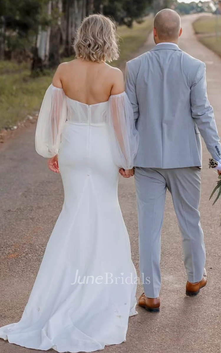 Sexy Mermaid Sweetheart Satin Wedding Dress With Open Back And Beading
