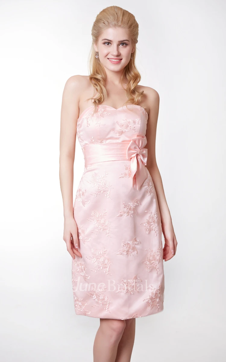 Simple Style Sheath Short Dress With Lace Appliques
