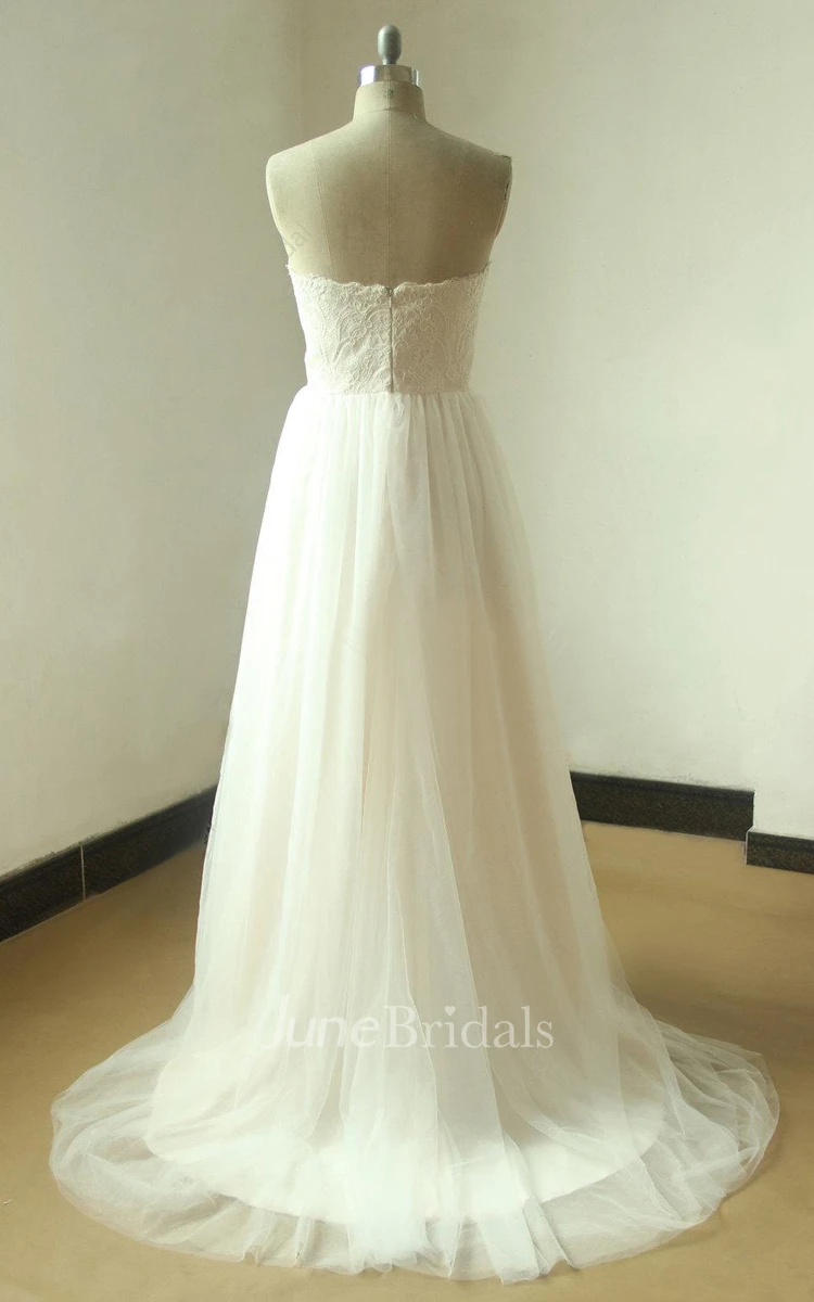 A-Line Sweetheart Tulle Lace Weddig Dress
