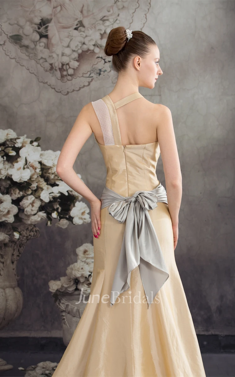 Sleeveless Taffeta Column Dress with Ruched Waist