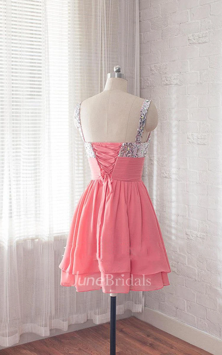 Short Chiffon Dress With Beading&Sequins