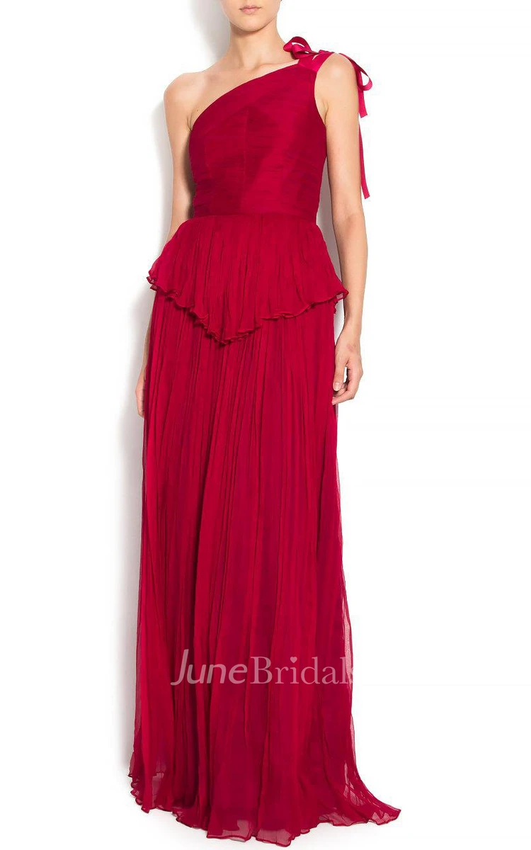 One-shoulder Dress With Pleats