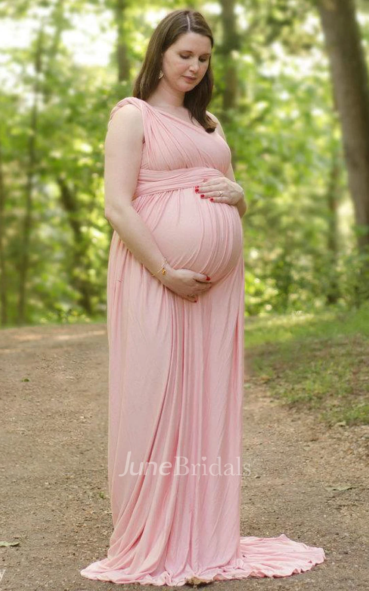 Infinity Jersey Maternity Pregnancy Prop Gown Olive Green Versatile Dress