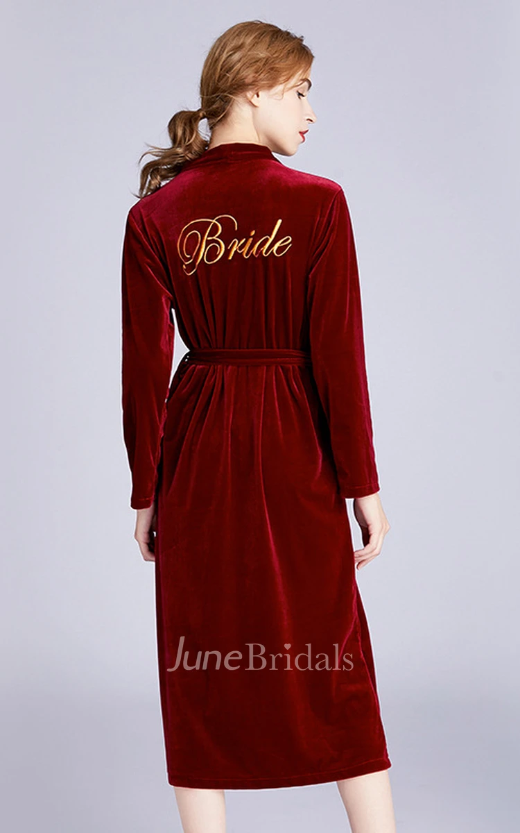 Bride Bridesmaid Embroidery Long Sleeved Robe