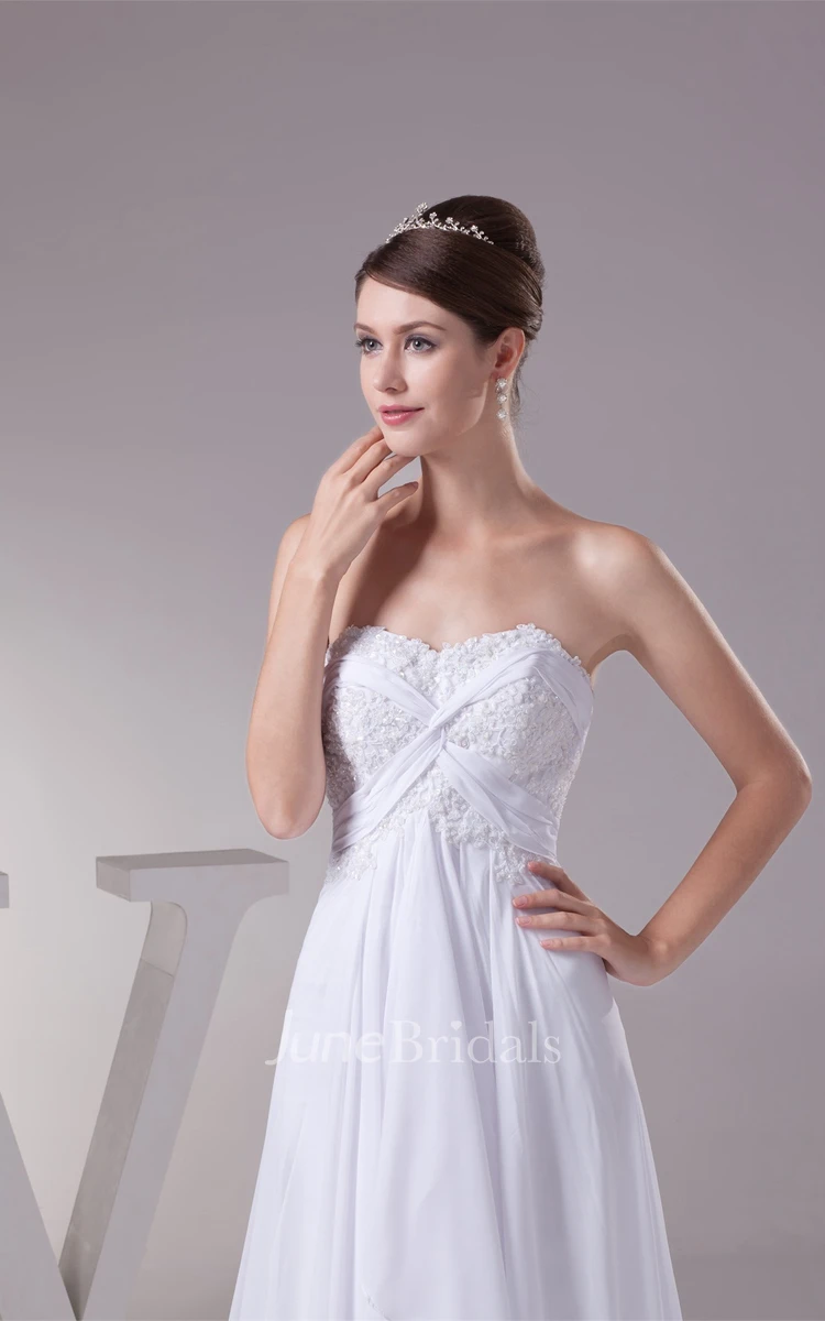 Strapless Empire Pleated Dress with Jewel and Draping