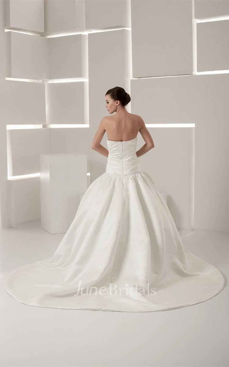 Sweetheart Satin Ball Gown with Pleats and Rhinestone