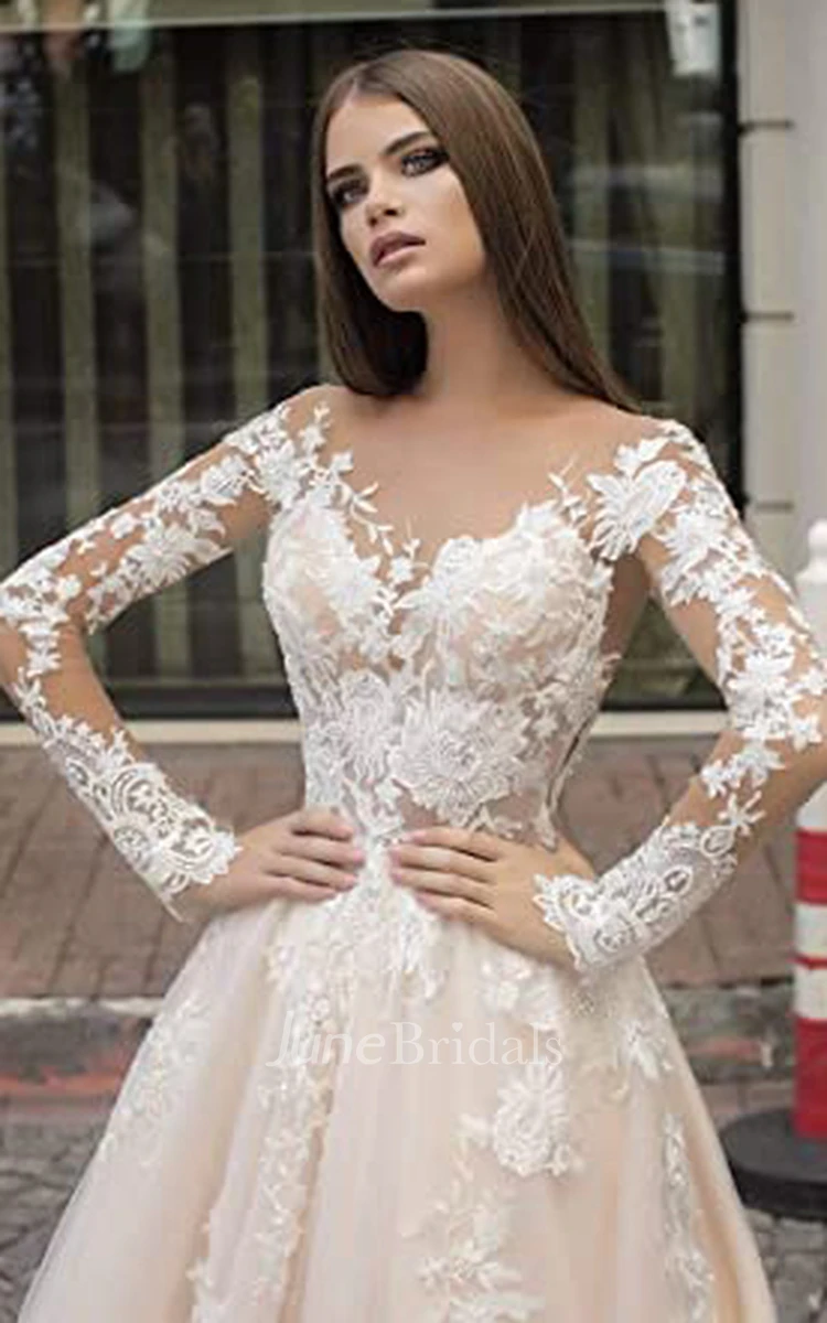 Lace A-Line V-neck Wedding Dress Simple Casual Elegant Romantic