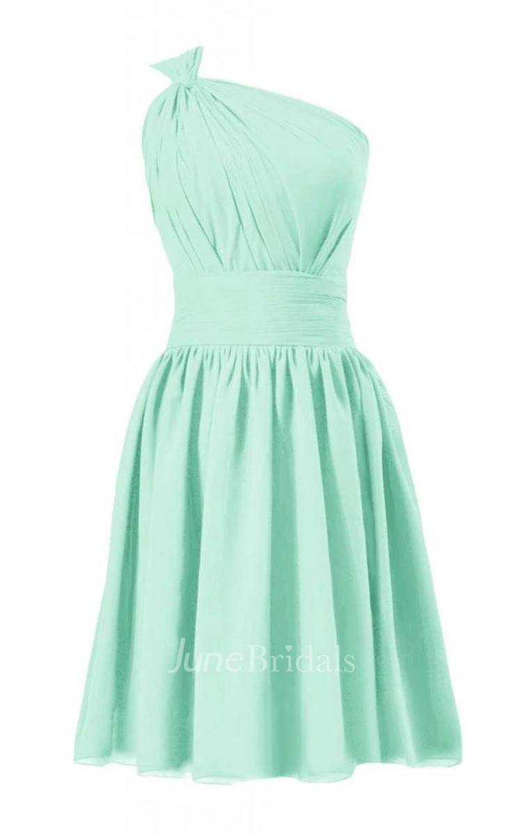 One-shoulder Side-drapping Short Dress With Ruched Band