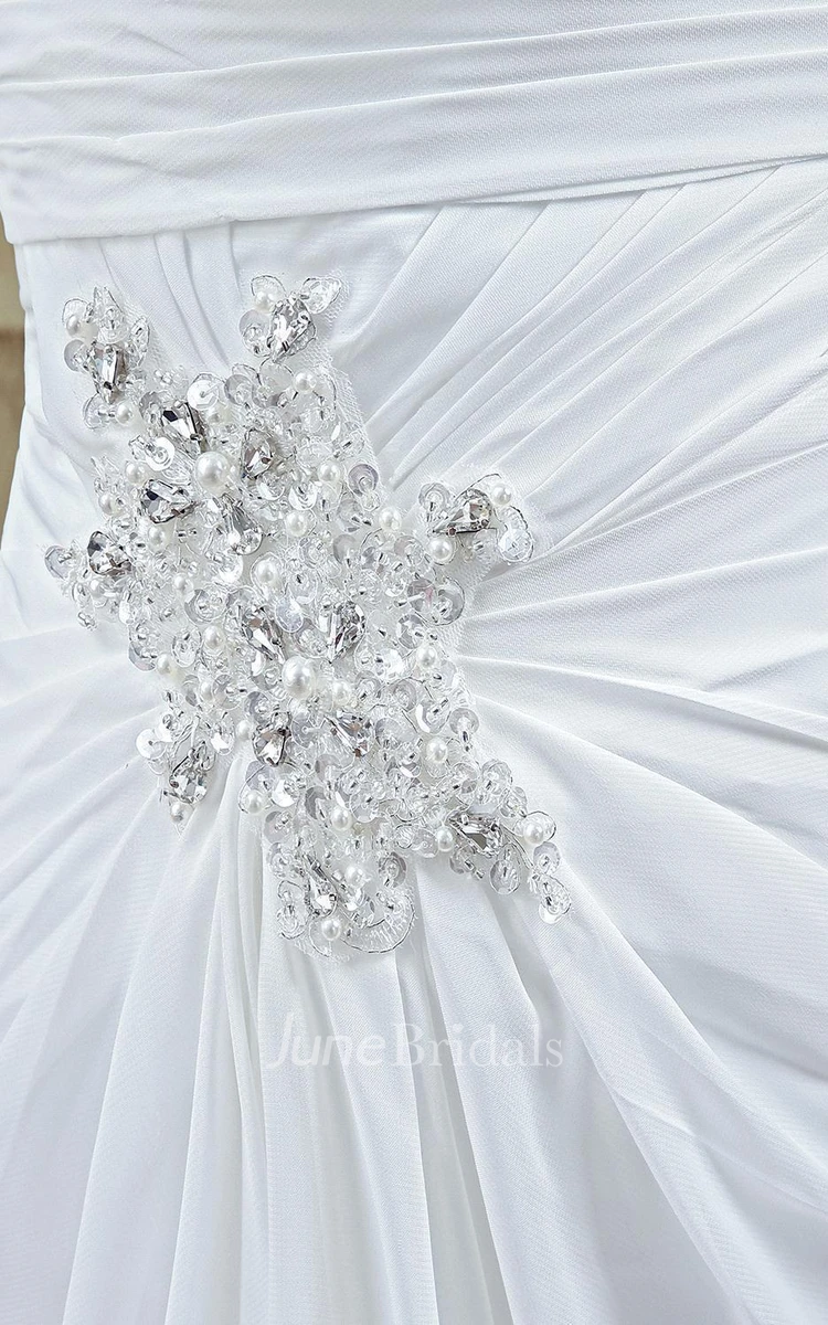 Sexy Front Split White Wedding Dress Beadings Sweetheart Sleeveless