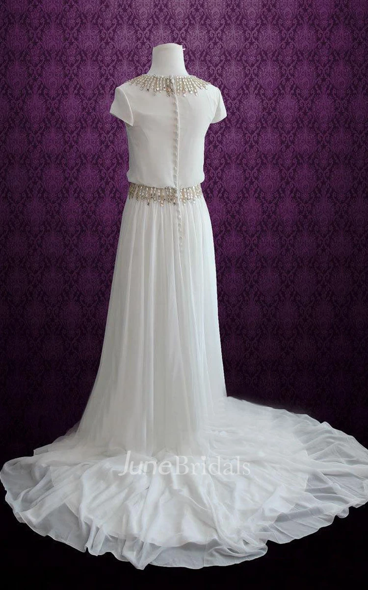 Simple Yet Elegant Chiffon Wedding With Cap Sleeves Leah Dress