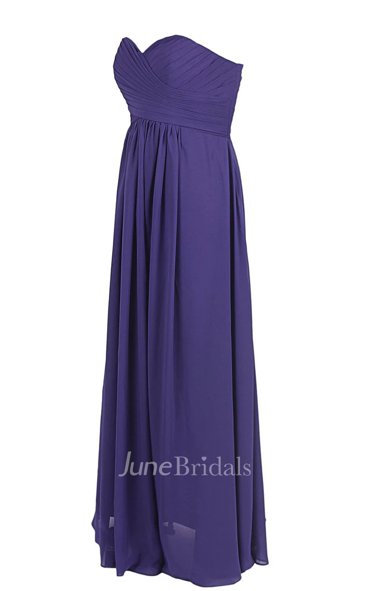 Sweetheart Ruched Chiffon A-line Gown With Zipper Back
