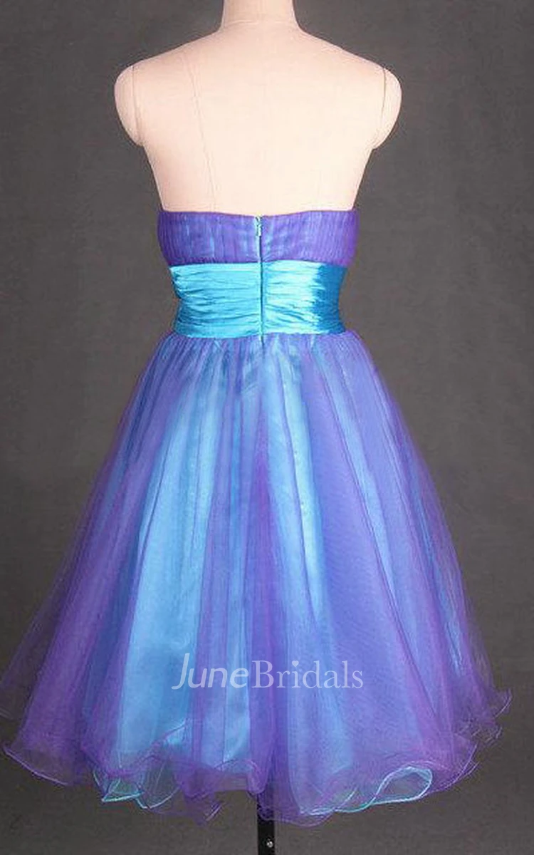 Short Tulle&Satin Dress With Beading&Sequins