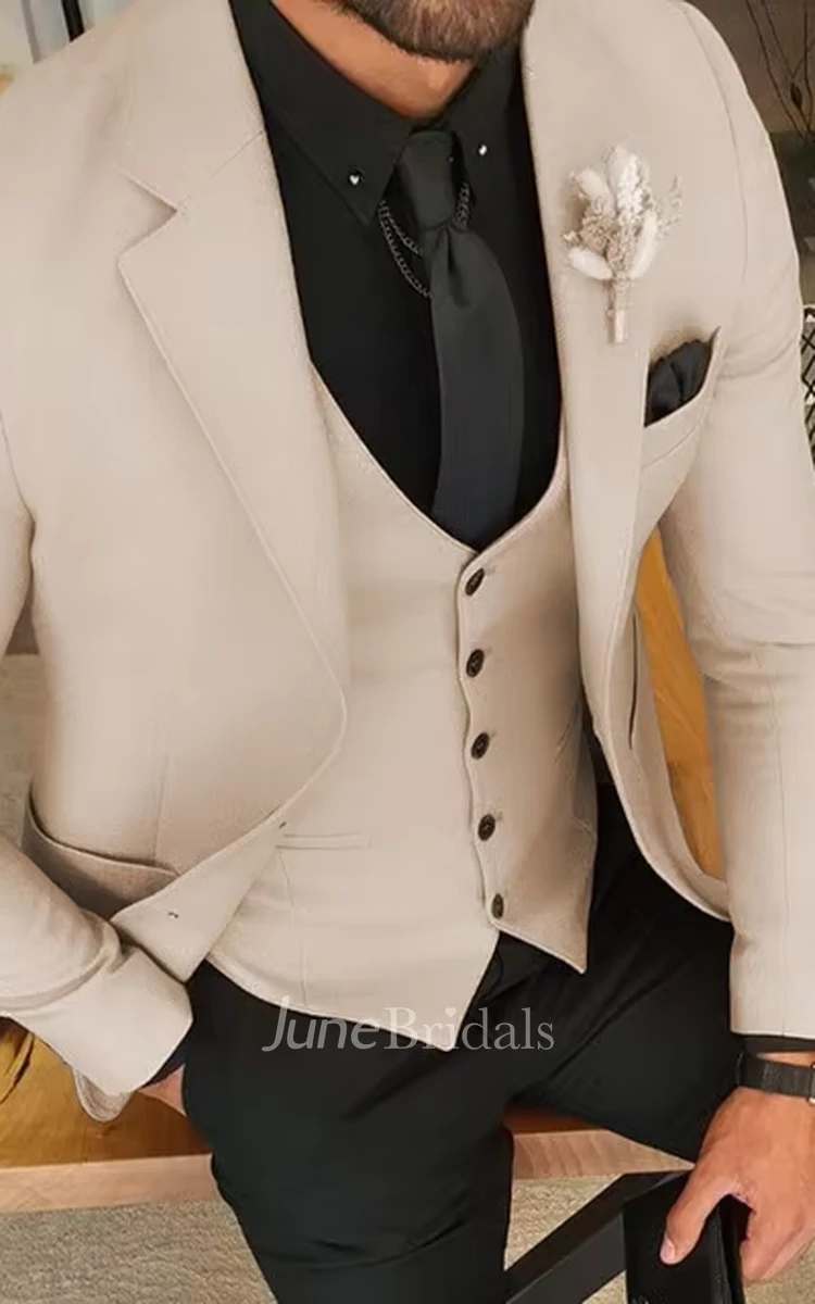 Comfort Refined Notch Lapel Three-Piece Men's Wedding Suits Timeless Stylish Groom Tuxedo Slim Fitted Suits Blazer Jacket Vest Pants