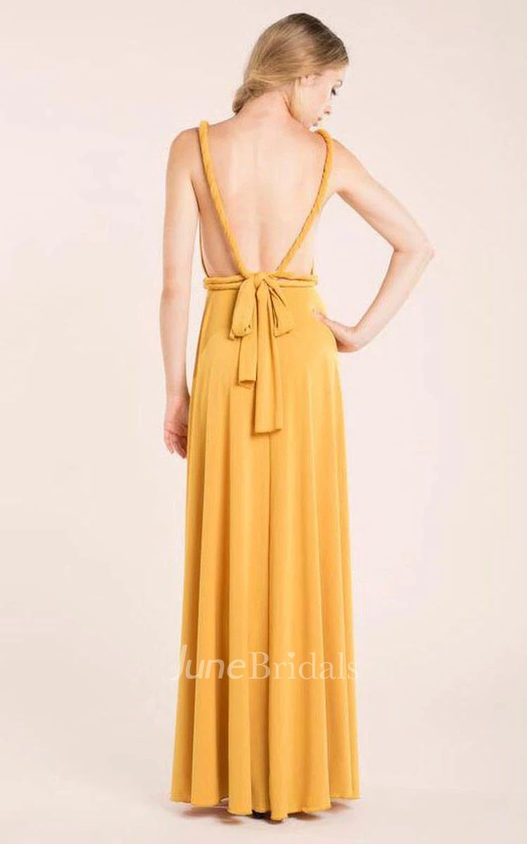 Mustard Floor-length Jersey Dress