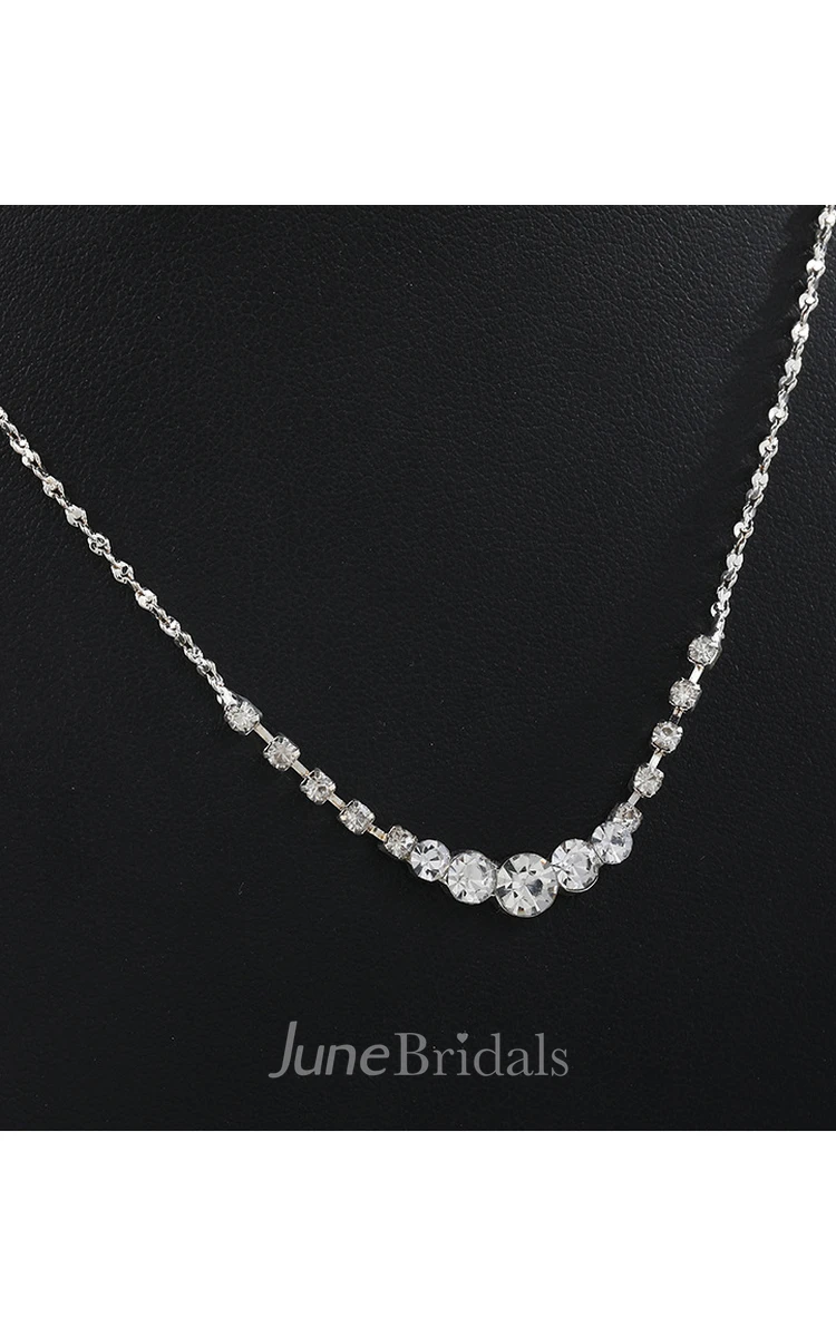 Simple Rhinestone Necklace and Earrings Bridal Jewelry Set