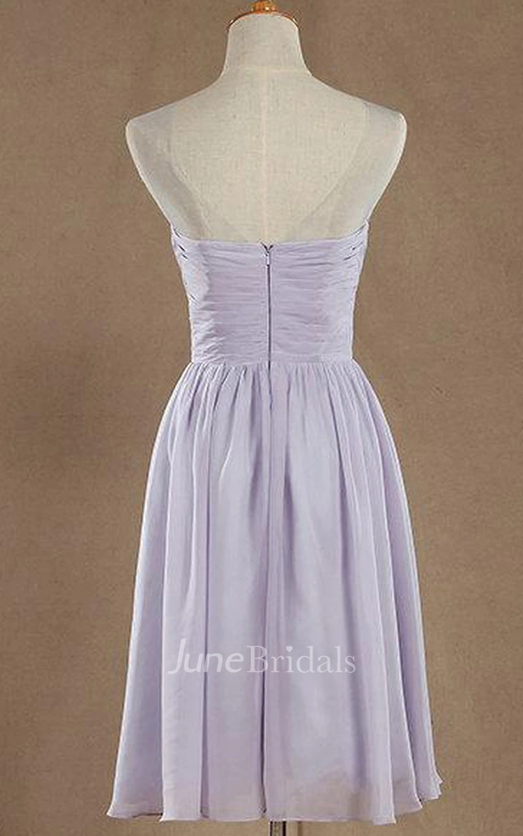 A-line Mini Tea-length Chiffon&Lace&Satin Dress