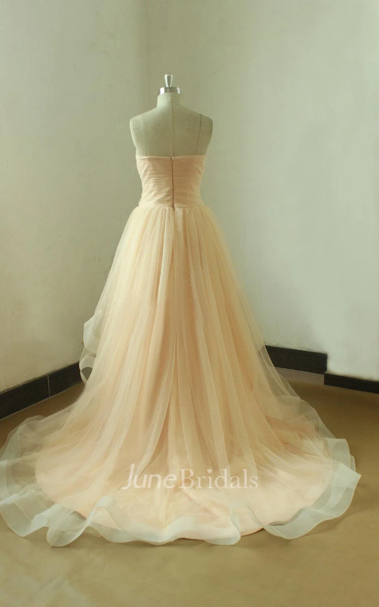 Blush Romantic A Line Wedding Prom Dress