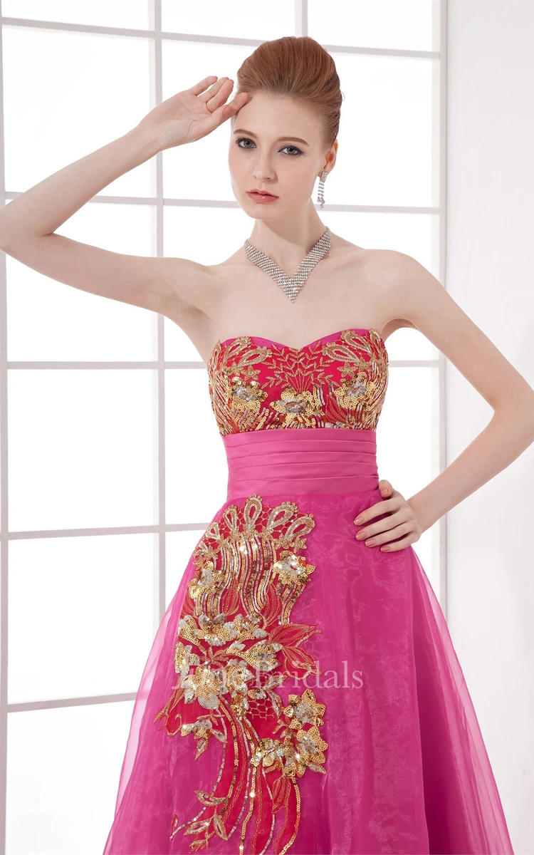 sweetheart maxi a-line dress with sequined embellishment