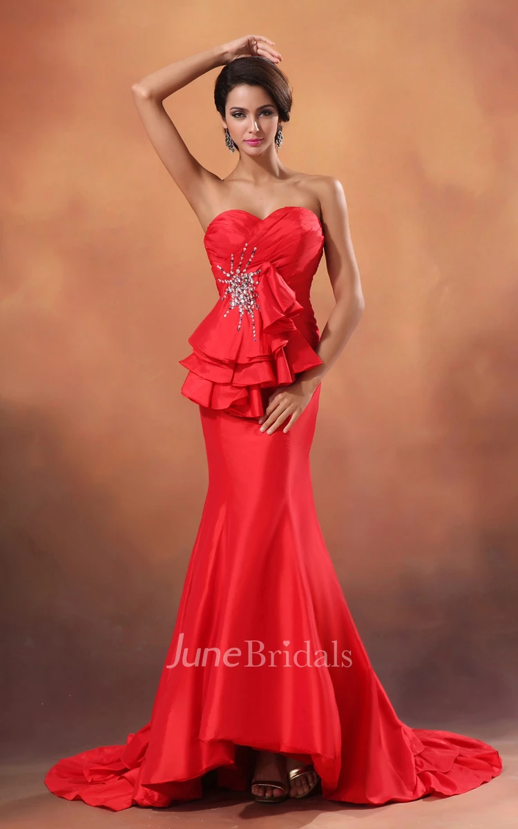 Siren Sweetheart Sleeveless Sexy Gown With Sequins And Back Keyholes