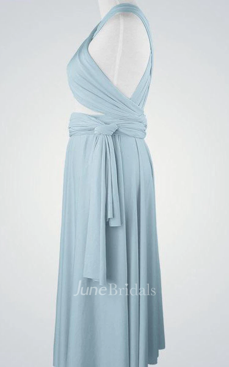 Sleeveless Ruched Dress With Cross Straps and Sash