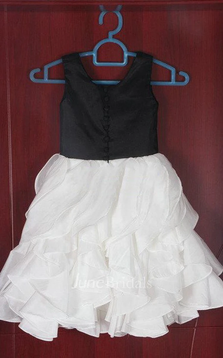 Simple Taffeta Flower Girls In Black And White New Cute Gown