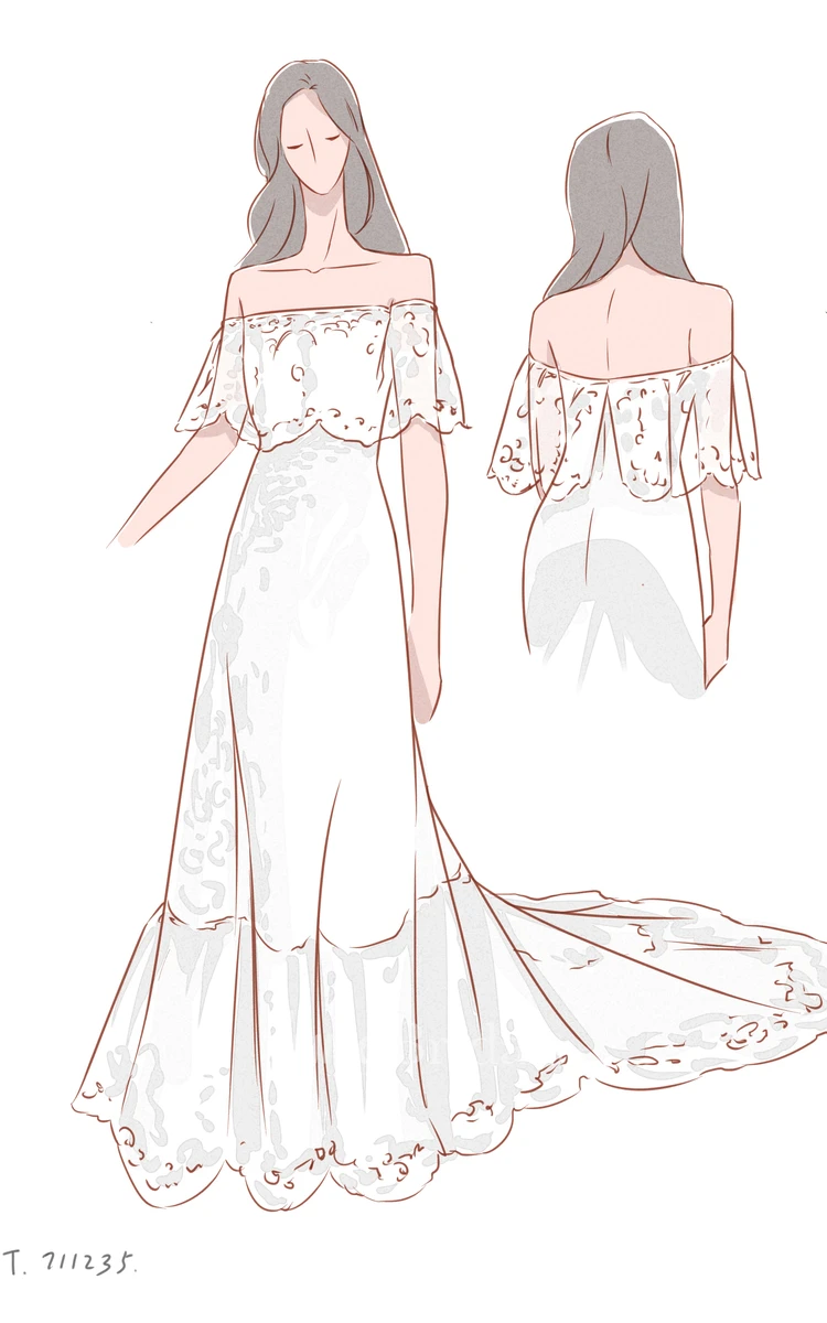 Off the Shoulder Dress Sketch