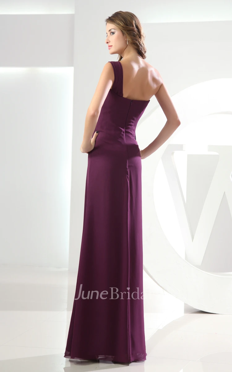 Simple Sleeveless Chiffon Floor-Length Dress With Single Strap