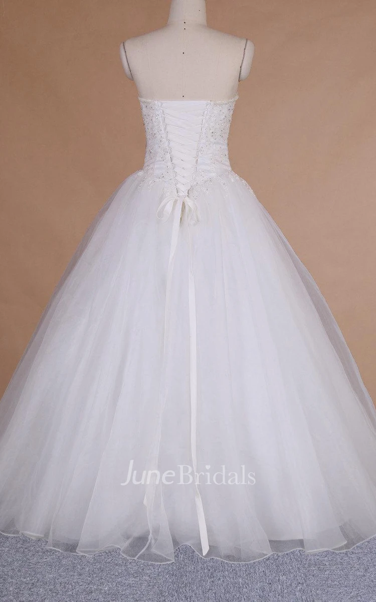 Ball Gown Sweetheart Tulle Lace Dress With Beading