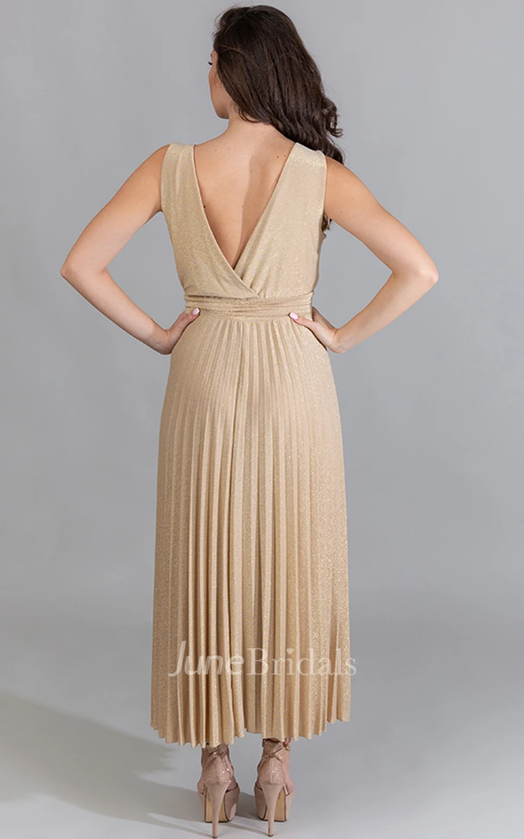 Sexy A Line Jersey Knee-length Sleeveless Guest Dress with Ribbon