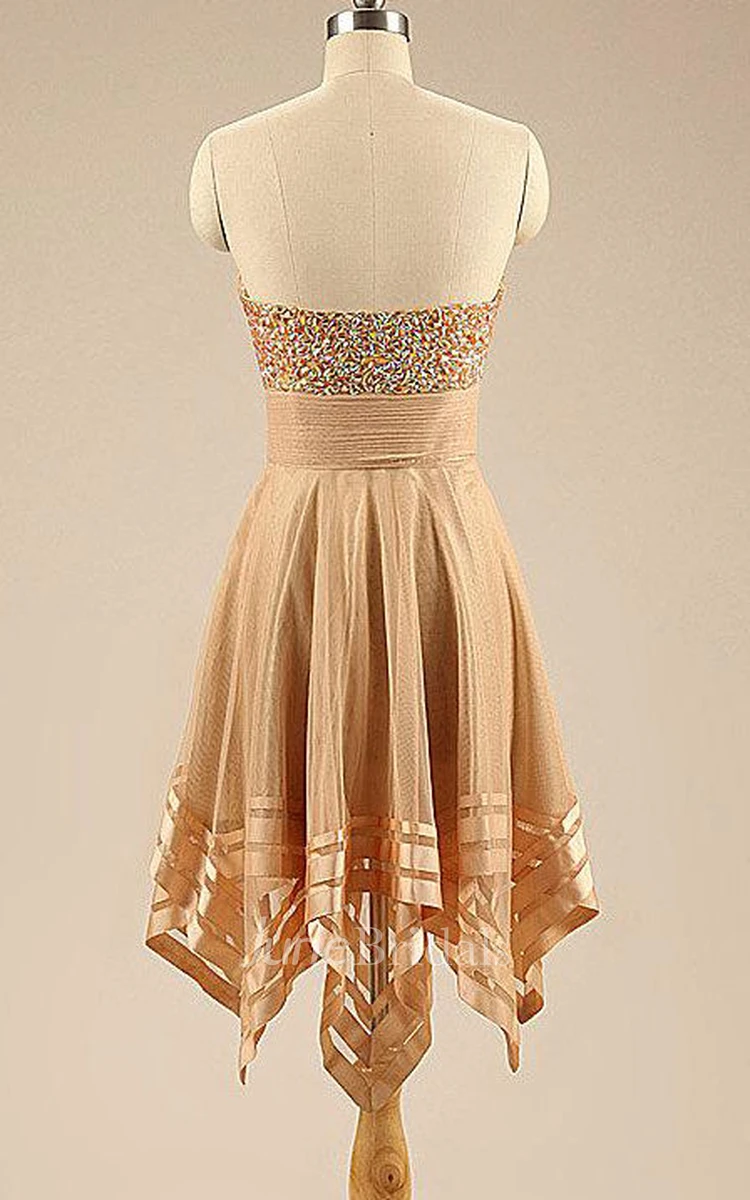 A-line Mini Sweetheart Tulle Dress With Beading