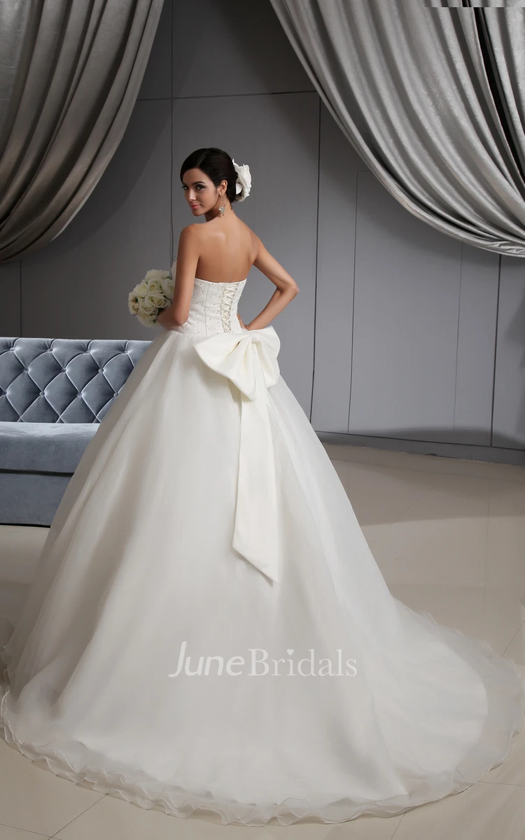 A-Line Sweetheart Sleeveless Princess Ball Gown With Bow And Corset Back