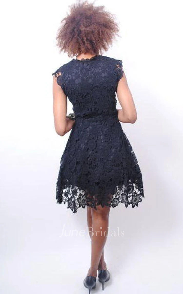 Vintage Inspired Black Lace Crochet Mini Dress