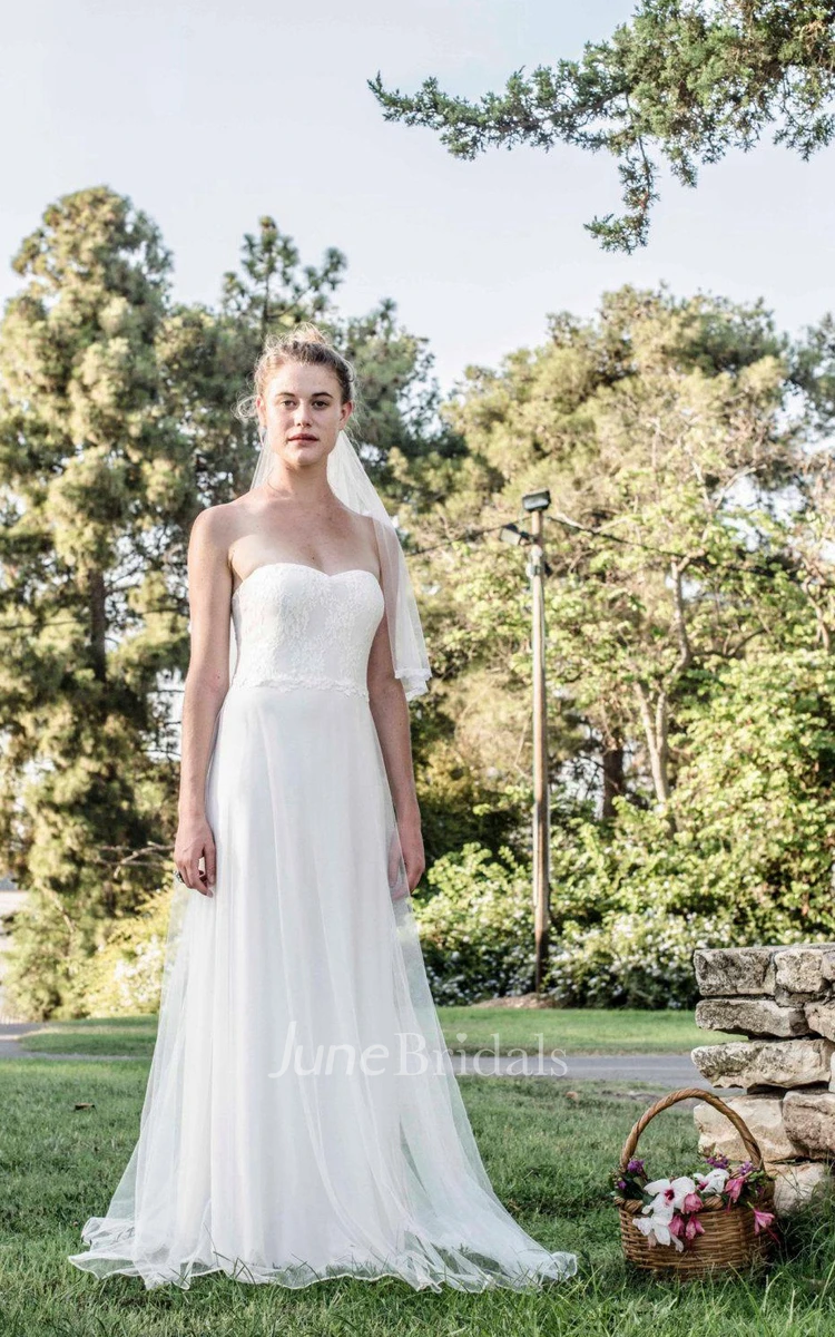 Sweetheart Sleeveless Backless A-Line Long Chiffon Wedding Dress