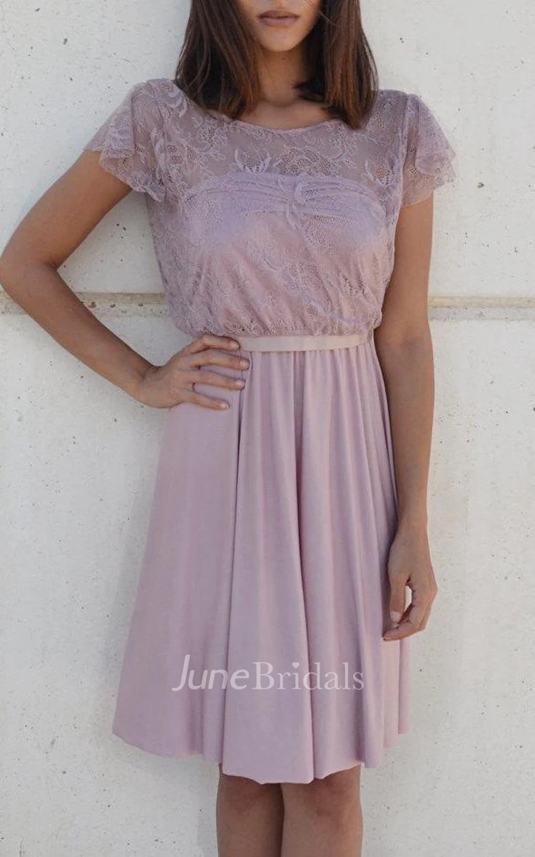 Knee-length Chiffon&Lace Dress