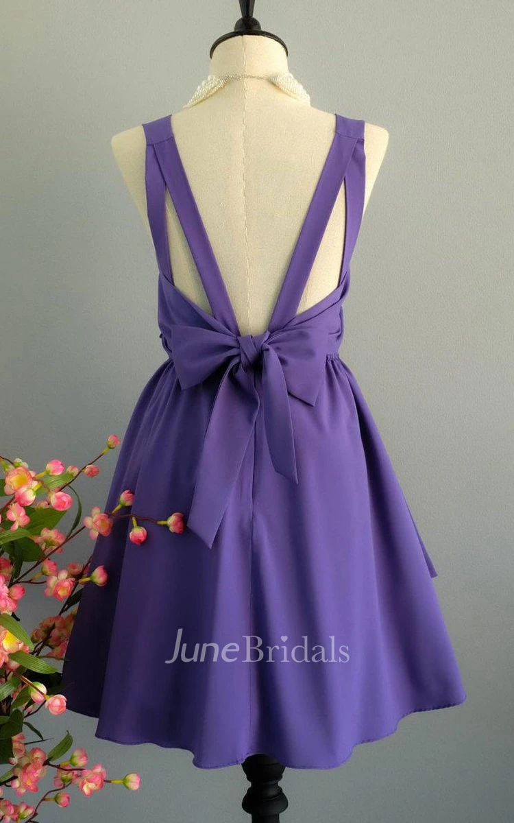 Purple Backless Dress With Low-V Back