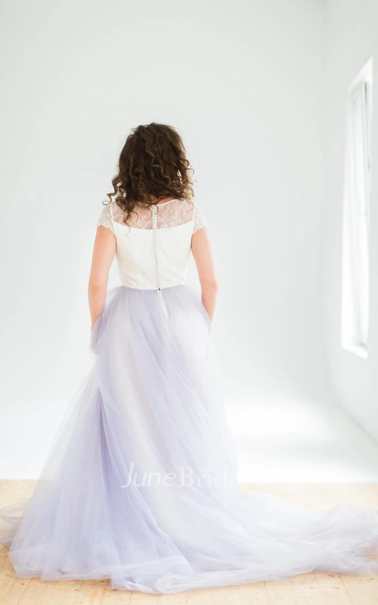Ball Gown Lace&Satin Dress With Lace-up Back