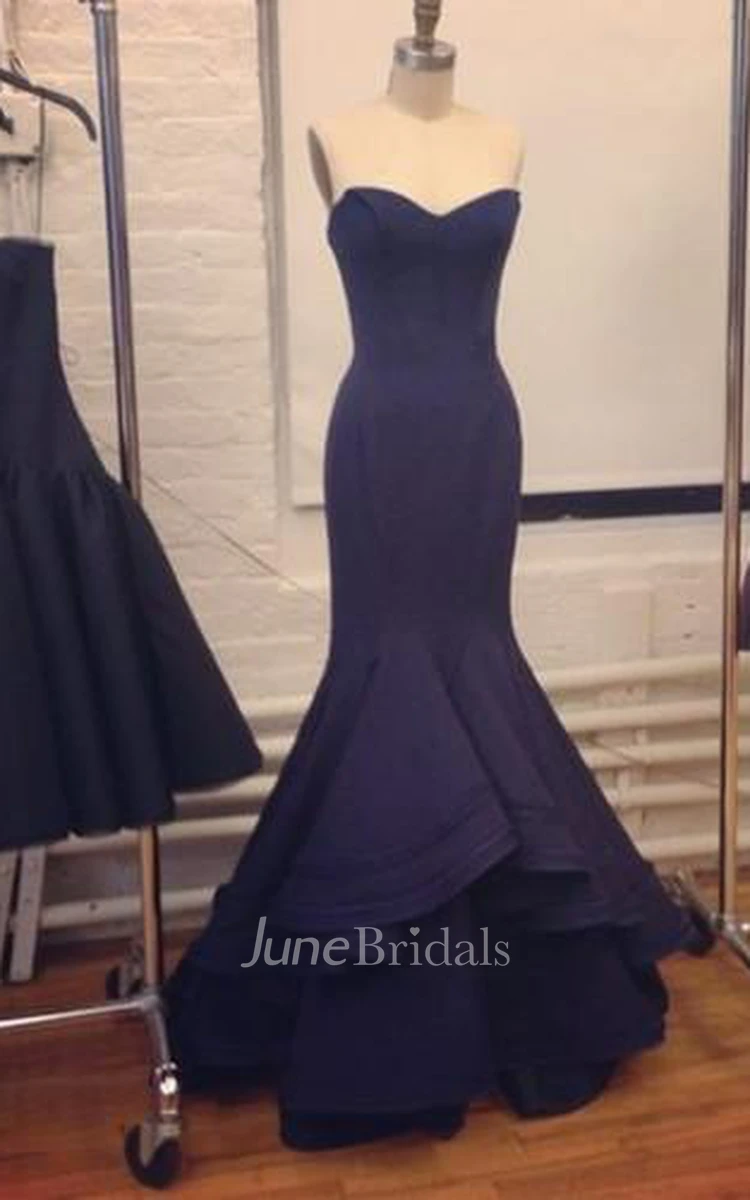 Elegant Navy Blue Evening Gowns Dresses Prom Sweetheart Designer Womens Party